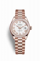 Copie Montre Rolex Datejust 28 18 carats Everose or 279135RBR cadran blanc m279135rbr-0023
