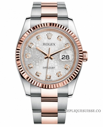 Réplique Rolex Datejust en acier et rose 36mm Silver Gold cadran jubile 116231 SJDO