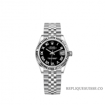 Rolex Datejust 31 Rolesor blanc cadran noir brillant