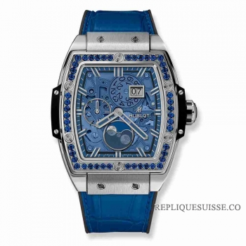 Copie Montre Hublot Spirit Of Big Bang Moonphase Titane Bleu fonce 42mm 647.NX.5171.LR.1201