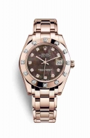 Copie Montre Rolex Pearlmaster 34 18 ct Everose or Nacre noire sertie de diamants Cadran m81315-0012