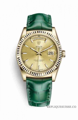 Copie Montre Rolex Day-Date 36 Or jaune 18 ct 118138 Champagne-couleur Cadran m118138-0125