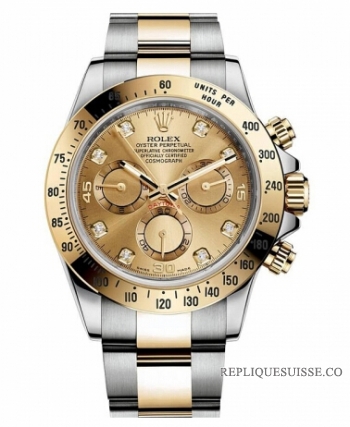 Réplique Rolex Daytona en acier et cadran en or Champagne 116523 CHD