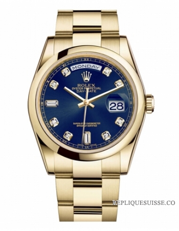 Rolex Day Date Or jaune Bleu cadran 118208 BDO