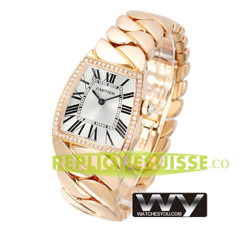 Cartier Dona Diamants Rose Or Dames WE60060I Montre Réplique - Cliquez sur l'image pour la fermer