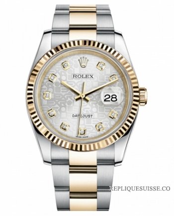 Réplique Rolex Datejust 36mm acier et or Argent Jubilee Dial 116233 SJDO