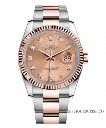 Réplique Rolex Datejust en acier et rose 36mm en or rose cadran champagne 116231 CHDO