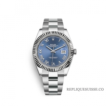 Rolex Datejust 41 Oystersteel or blanc 18 ct M126334-0025 cadran bleu