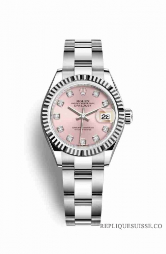 Copie Montre Rolex Datejust 28 White Rolesor Oystersteel or blanc 18 carats Rose set diamants Cadran m279174-0004