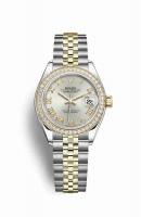 Copie Montre Rolex Datejust 28 Jaune Rolesor Oystersteel Or jaune 18 ct RBR Argent Cadran m279383rbr-0005