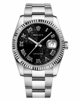 Réplique Rolex Datejust 36mm acier cadran noir bracelet Oyster Jubile 116234 BKJRO