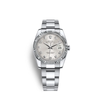 Rolex Date 34 Oystersteel or blanc 18 ct M115234-0012 Argent sertie de diamants Cadran