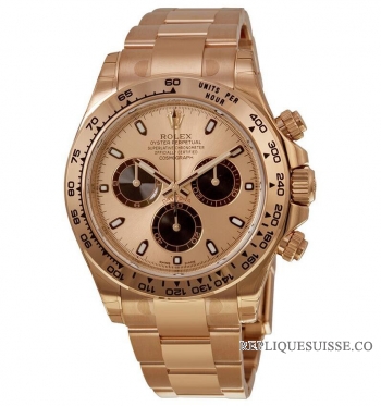 Réplique Rolex Cosmograph Daytona Rose Champagne Cadran 18 k Bracelet en or rose 116505PSO