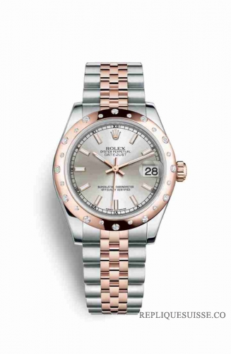 Copie Montre Rolex Datejust 31 Everose Roles ou Oystersteel 18 carats Everose or 178341 Cadran argent m178341-0022