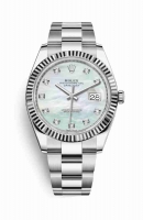 Copie Montre Rolex Datejust 41 White Rolesor Oystersteel or blanc 18 ct 126334 Diamants blancs nacres ensemble Cadran m126334-0019