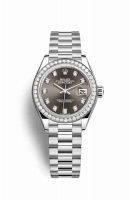 Copie Montre Rolex Datejust 28 Platinum RBR Set de diamants gris fonce Cadran m279136rbr-0011