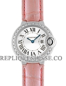 Cartier Ballon Bleu Diamants Pink Dames WE900351 Montre Réplique