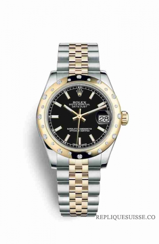 Copie Montre Rolex Datejust 31 Jaune Rolesor Oystersteel or jaune 18 ct 178343 cadran noir m178343-0031