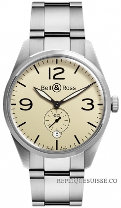 Bell & Ross BRV 123 Original Beige Bracelet VinTAGe des hommes Montre Réplique
