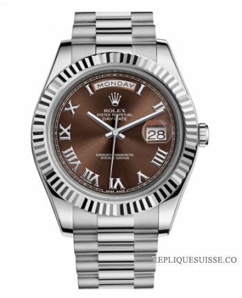 Réplique Rolex Day Date II President Blanc or Brown cadran 218239 BRRP Mo 218239 BRRP