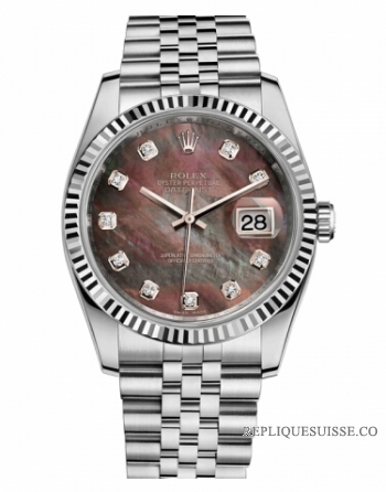 Réplique Rolex Datejust 36mm Dark Steel cadran en nacre Bracelet Jubile 116234 DKMDJ