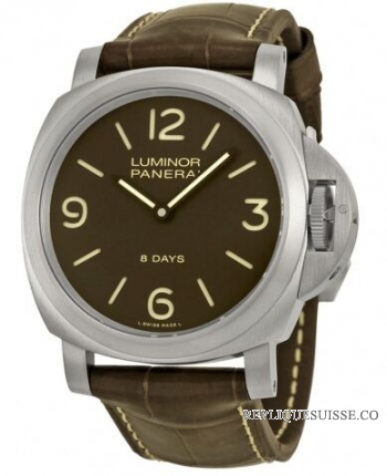 Panerai Luminor Base 8 Days Acciaio Mechanical Brown Dial hommes Montre Réplique