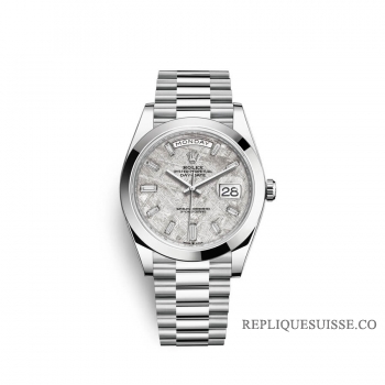 Rolex Day-Date 40 Platinum M228206-0036 Meteorite sertie de diamants Cadran