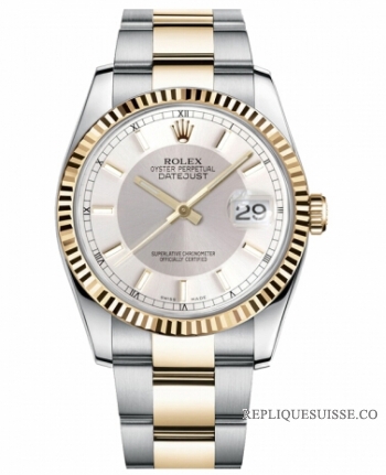 Réplique Rolex Datejust 36mm acier et or Argent Dial 116233 STSISO