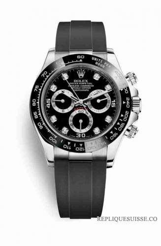 Copie Montre Rolex Cosmograph Daytona or blanc 18 carats 116519LN Diamants noirs ensemble Cadran m116519ln-0022