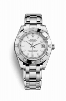 Copie Montre Rolex Pearlmaster 34 Or blanc 18 carats Cadran blanc m81319-0045