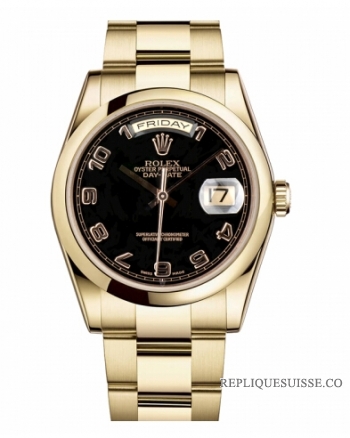 Rolex Day Date Or jaune Noir cadran 118208 BKAO