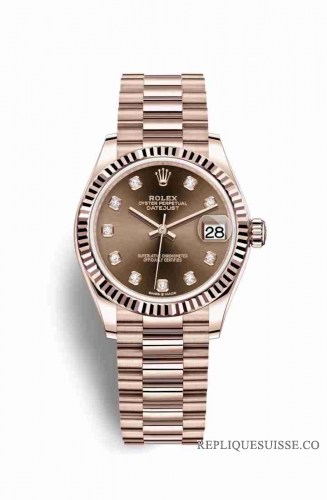 Copie Montre Rolex Datejust 31 18 ct Everose or 278275 Ensemble de chocolat diamants Cadran m278275-0010