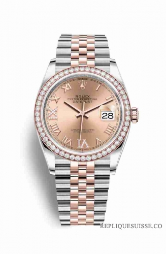 Copie Montre Rolex Datejust 36 Everose Roles ou Oystersteel 18 ct Everose or 126281RBR Rose set diamants Cadran m126281rbr-0015