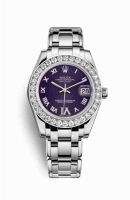 Copie Montre Rolex Pearlmaster 34 Or blanc 18 carats Set de diamants violet Cadran m81299-0040