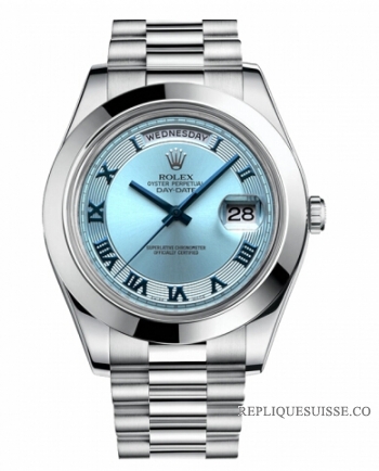 Réplique Rolex Day Date II President Platinum Ice bleu concentric cadran 218206 IBCRP