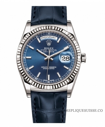 Rolex Day Date blanc Or Bleu cadran 118139 BLL