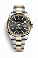 Copie Montre Rolex Sky-Dweller Jaune Rolesor Oystersteel Or jaune 18 ct Cadran Noir m326933-0002