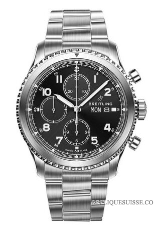 Copie Montre Breitling Navitimer 8 chronographe cadran noir en acier Bracelet A13314101B1A1
