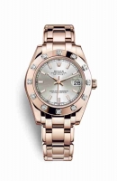 Copie Montre Rolex Pearlmaster 34 18 ct Everose or cadran argent m81315-0023