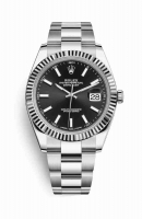 Copie Montre Rolex Datejust 41 White Rolesor Oystersteel or blanc 18 ct 126334 cadran noir m126334-0017