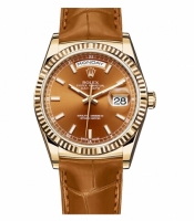 Rolex Day Date Or jaune Cognac cadran 118138 COL