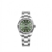 Rolex Datejust 31 Rolesor blanc cadran vert menthe