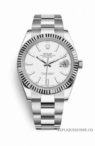 Copie Montre Rolex Datejust 41 White Rolesor Oystersteel or blanc 18 ct 126334 cadran blanc m126334-0009