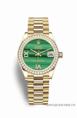 Copie Montre Rolex Datejust 31 or jaune 18 carats 278288RBR Malachite diamants ensemble Cadran m278288rbr-0004