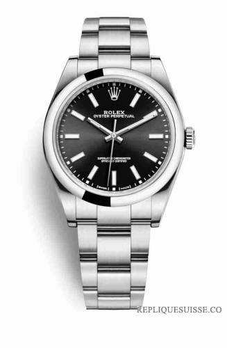 Copie Montre Rolex Oyster Perpetual 39 Oystersteel Cadran noir m114300-0005