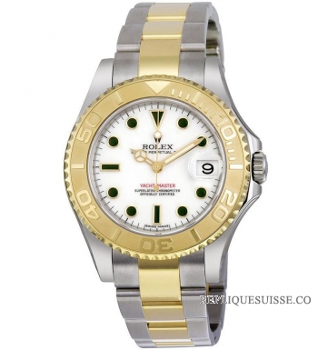 Réplique Rolex Yachtmaster White Cadran Oyster Bracelet deux tons 168623WSO