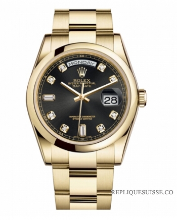 Rolex Day Date Or jaune Noir cadran 118208 BKDO