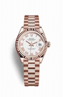 Copie Montre Rolex Datejust 28 or 18 carats Everose 279175 cadran blanc m279175-0021