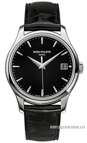 Patek Philippe Calatrava Mechanical Noir Dial peau hommes Montre Réplique