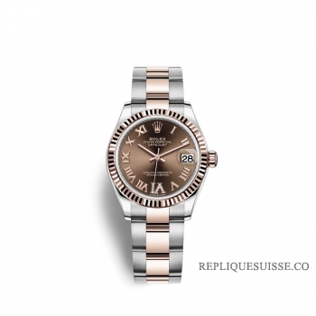 Rolex Datejust 31 Oystersteel or Everose 18 ct M278271-0003 Chocolat serti de diamants Cadran